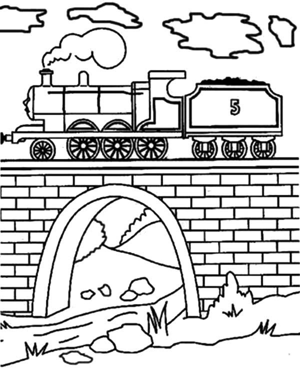 Coloriage d'un pont majestueux au-dessus d'une rivière calme