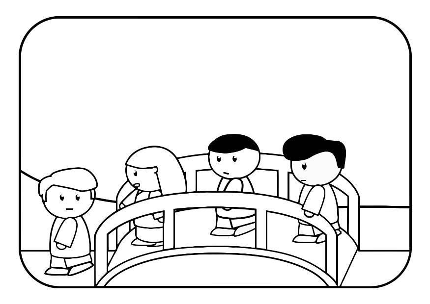 Coloriage d'un pont majestueux surplombant une rivière paisible