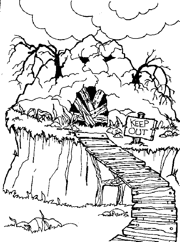 Coloriage d'un pont majestueux surplombant une rivière paisible