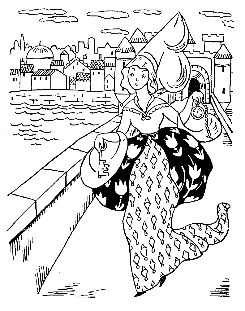 Coloriage d'un pont majestueux au-dessus d'une rivière paisible
