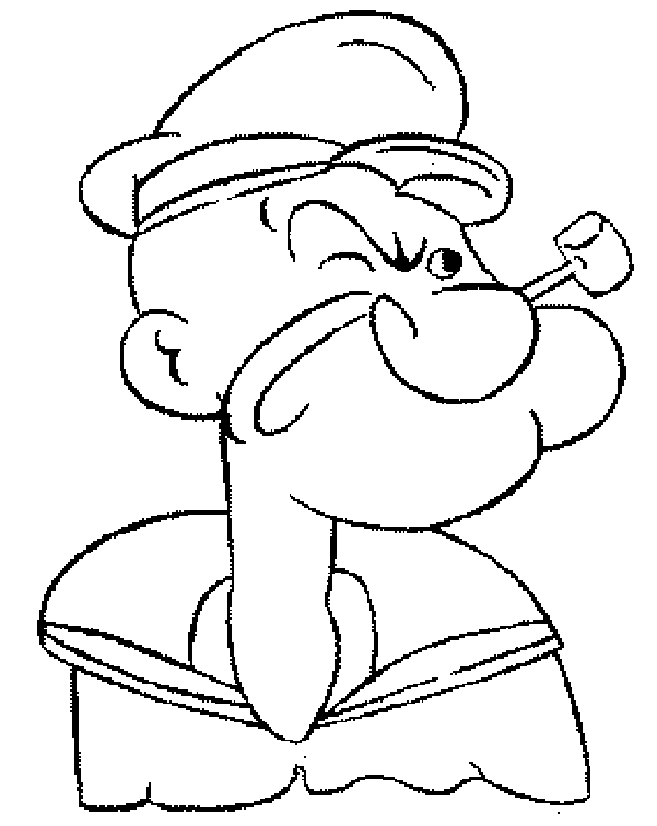 Popeye la marin à la pipe, prêt à se battre dans un décor maritime