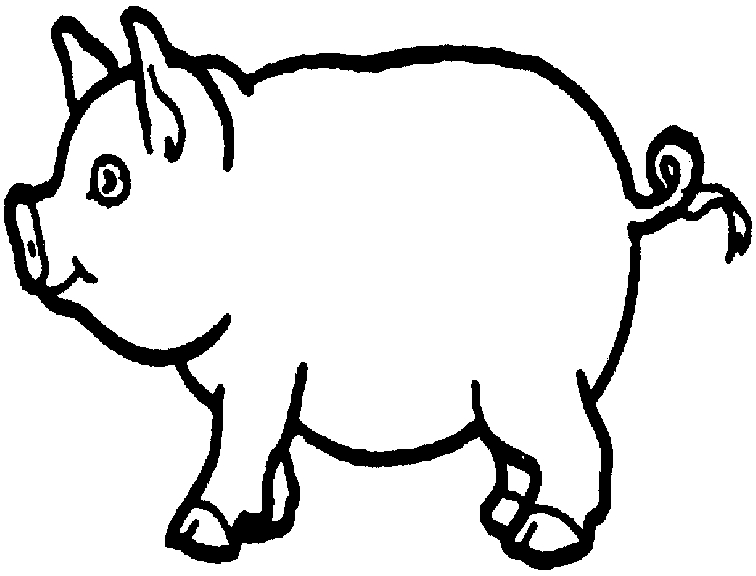 Coloriage d'un porc joyeux dans un décor de campagne