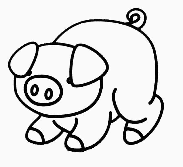 Coloriage d'un cochon jouant dans un champ verdoyant