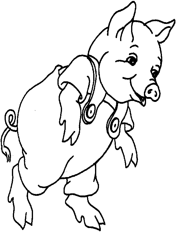 Coloriage d'un porc joyeux dans un cadre champêtre
