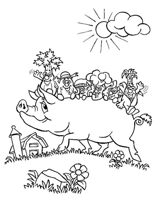 Un porc joyeux dans un paysage de verdure