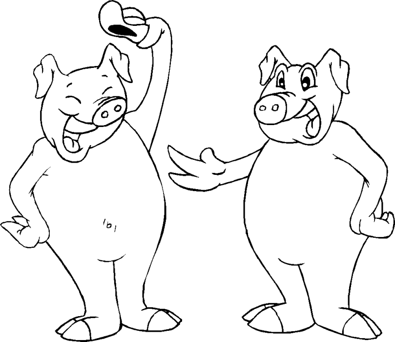 Coloriage d'un porc joyeux dans un champ verdoyant