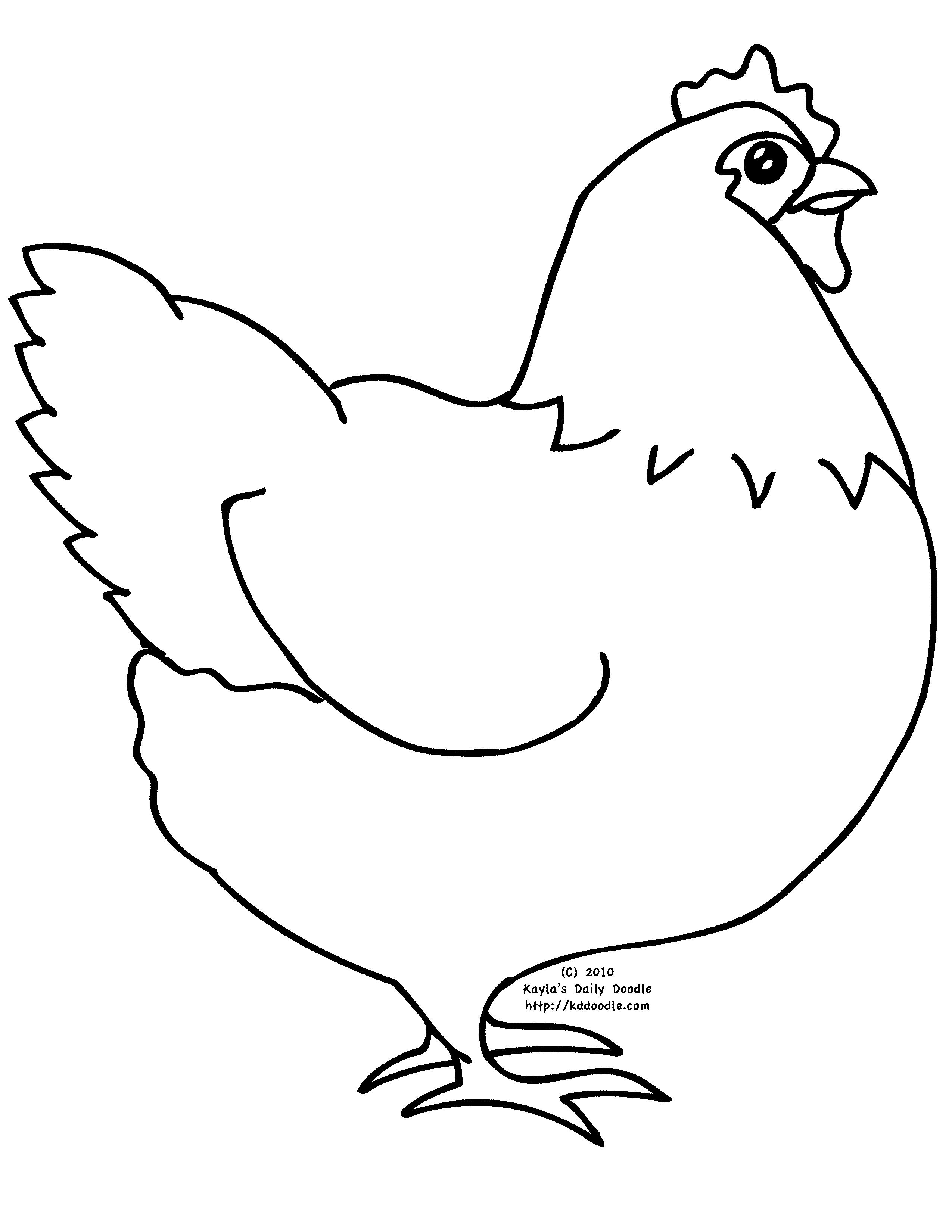 Coloriage d'une poule dans un environnement naturel