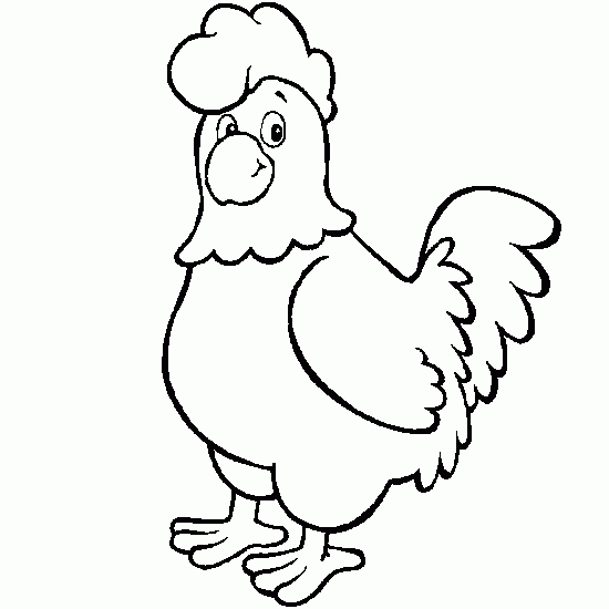 Coloriage d'une poule perchée sur un muret entouré de fleurs