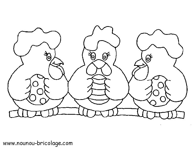 Coloriage d'une poule sur un fond simple Coloriage d'une poule sur un fond simple