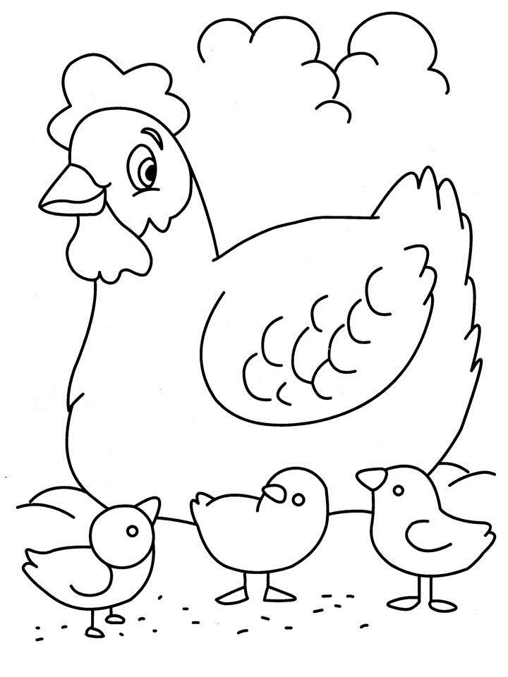 Coloriage d'une poule sur un fond simple Coloriage d'une poule sur un fond simple