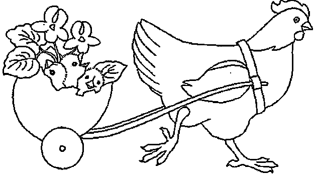 Coloriage d'une poule dans un environnement naturel