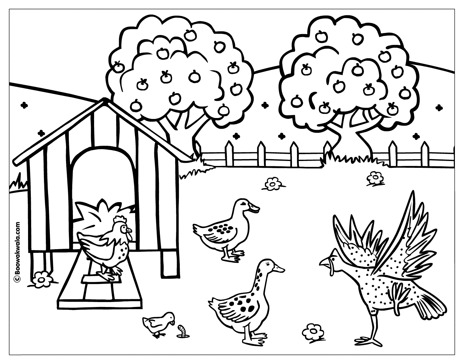 Un poule joyeuse se promenant dans un jardin ensoleillé