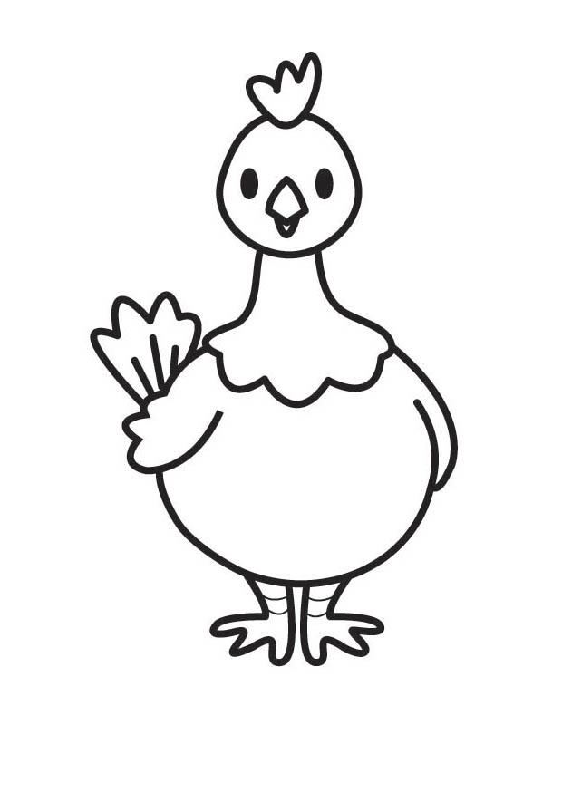 Coloriage d'une poule en plein jardin avec des fleurs