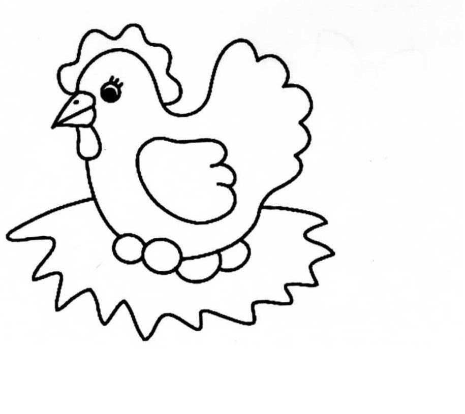 Coloriage d'une poule se promenant dans un jardin Coloriage d'une poule se promenant dans un jardin