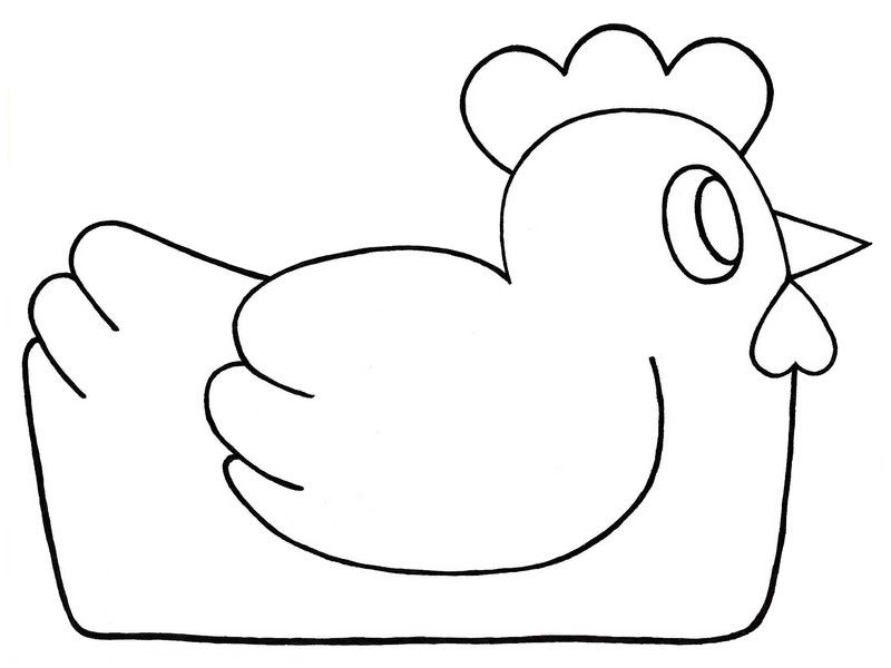 Coloriage d'une poule avec son poussin dans un décor pastoral Coloriage d'une poule avec son poussin dans un décor pastoral