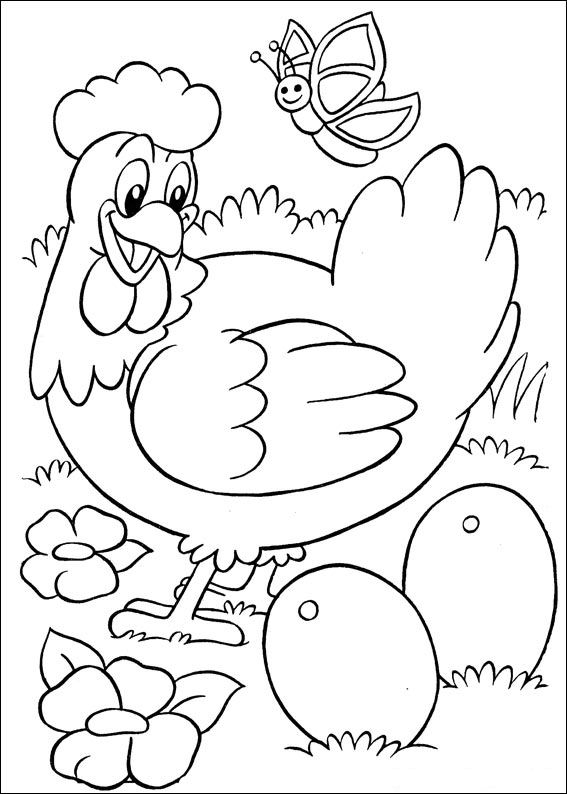 Coloriage d'une poule paisiblement perchée sur une clôture en bois