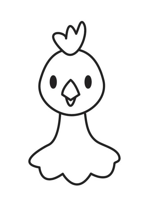 Coloriage d'une poule se promenant dans un champ