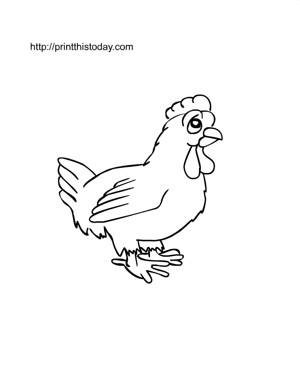 Coloriage d'une poule sur fond de nature