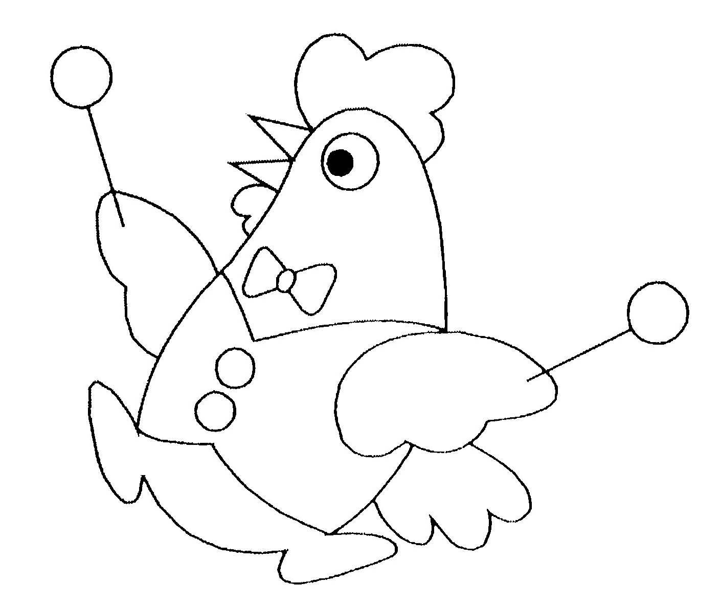 Coloriage d'une poule en pleine exploration dans son poulailler
