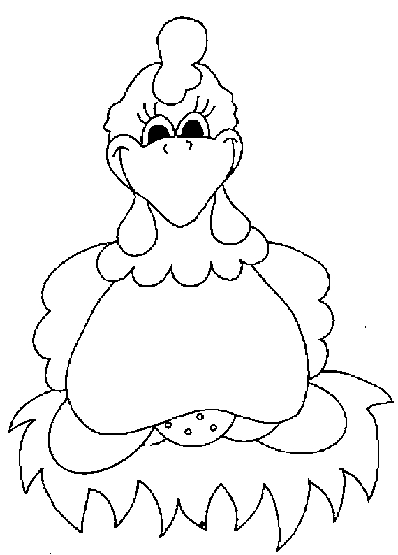Coloriage d'une poule en plein champ