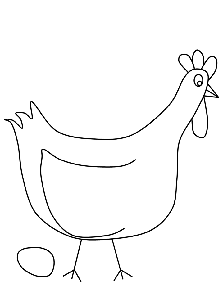 Coloriage d'une poule se promenant dans un champ