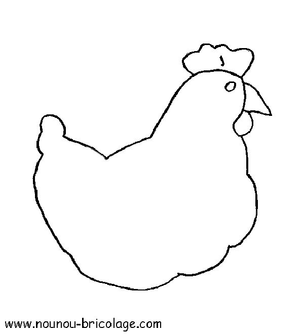 Coloriage d'une poule dans un environnement naturel