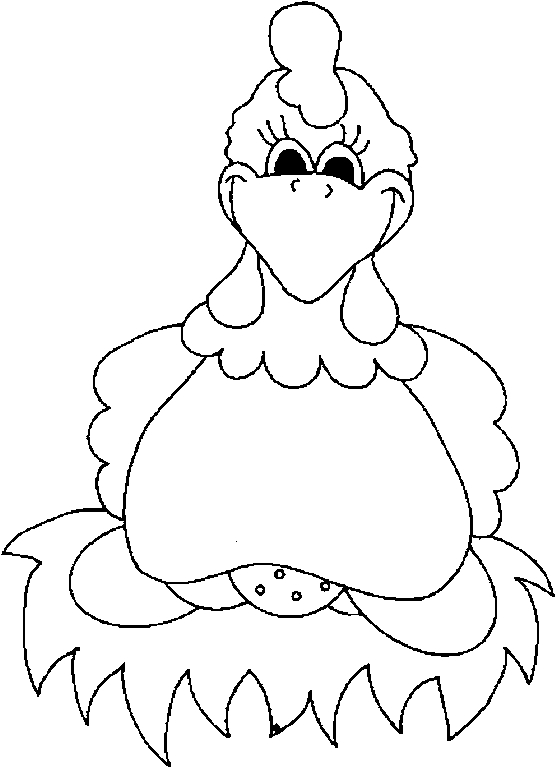 Coloriage d'une poule en plein exercice de grattage sur le sol