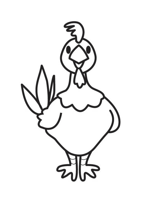 Coloriage d'une poule sur un fond simple