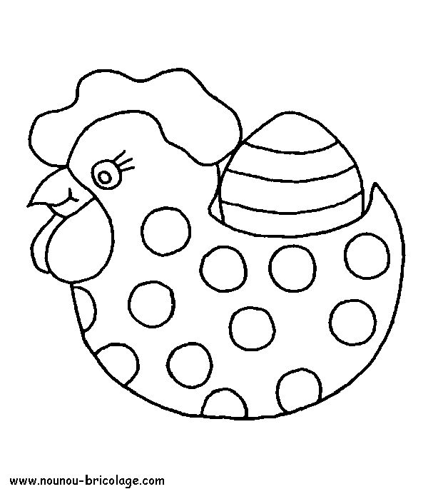 Coloriage d'une poule dans un décor champêtre