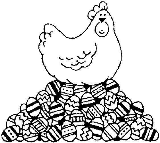 Coloriage d'une poule dans un cadre rural