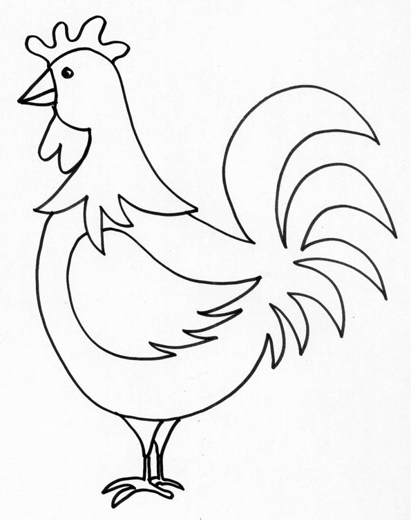 Coloriage d'une poule dans un décor naturel