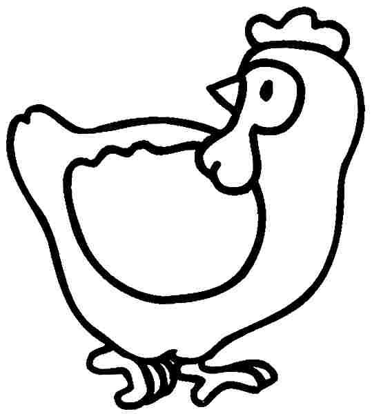 Coloriage d'une poule dans un cadre naturel