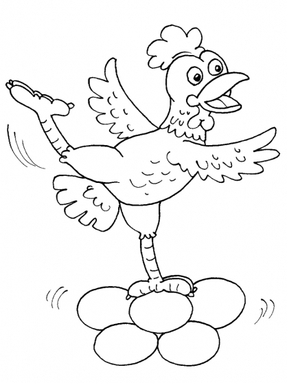 Coloriage d'une poule sur un fond simple