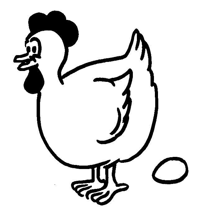 Un poulet souriant au milieu d'un champ verdoyant