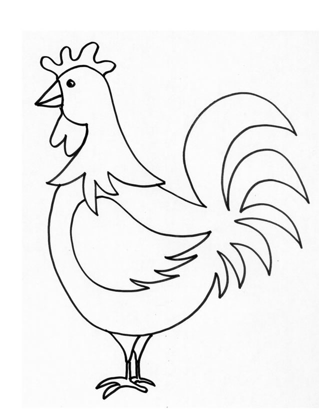 Coloriage d'un poulet joyeux dans son environnement champêtre