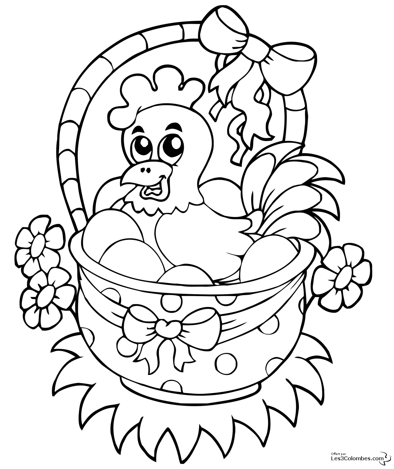 Coloriage d'un poulet joyeux dans son environnement naturel