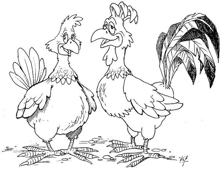 Un poulet amusant dans un décor champêtre