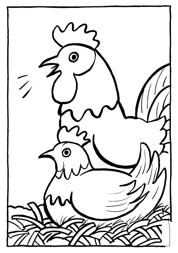Un poulet joyeux dans un paysage champêtre