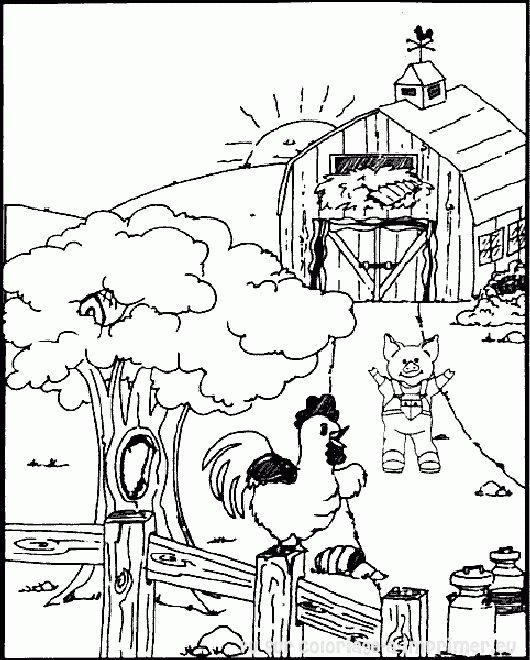 Un poulet souriant marchant dans un champ verdoyant