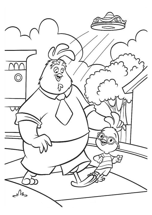 Coloriage d'un poulet en pleine nature Coloriage d'un poulet en pleine nature