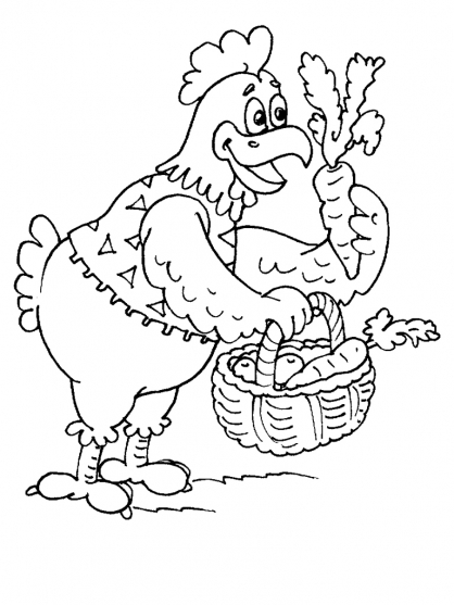 Un poulet amusant dans un décor de campagne