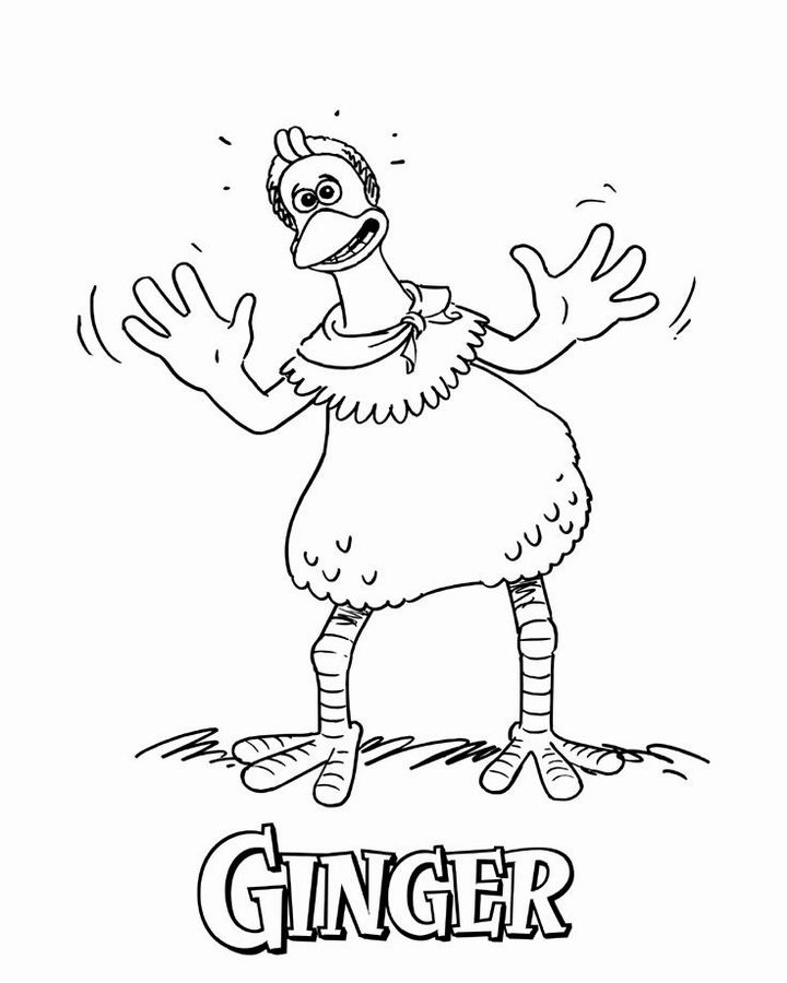 Coloriage d'un poulet se promenant dans un jardin