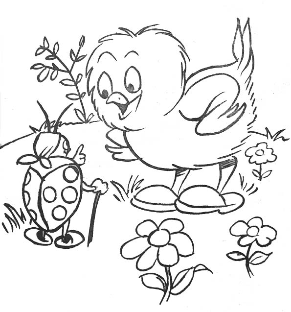 Un poussin joyeux sur un fond de nature
