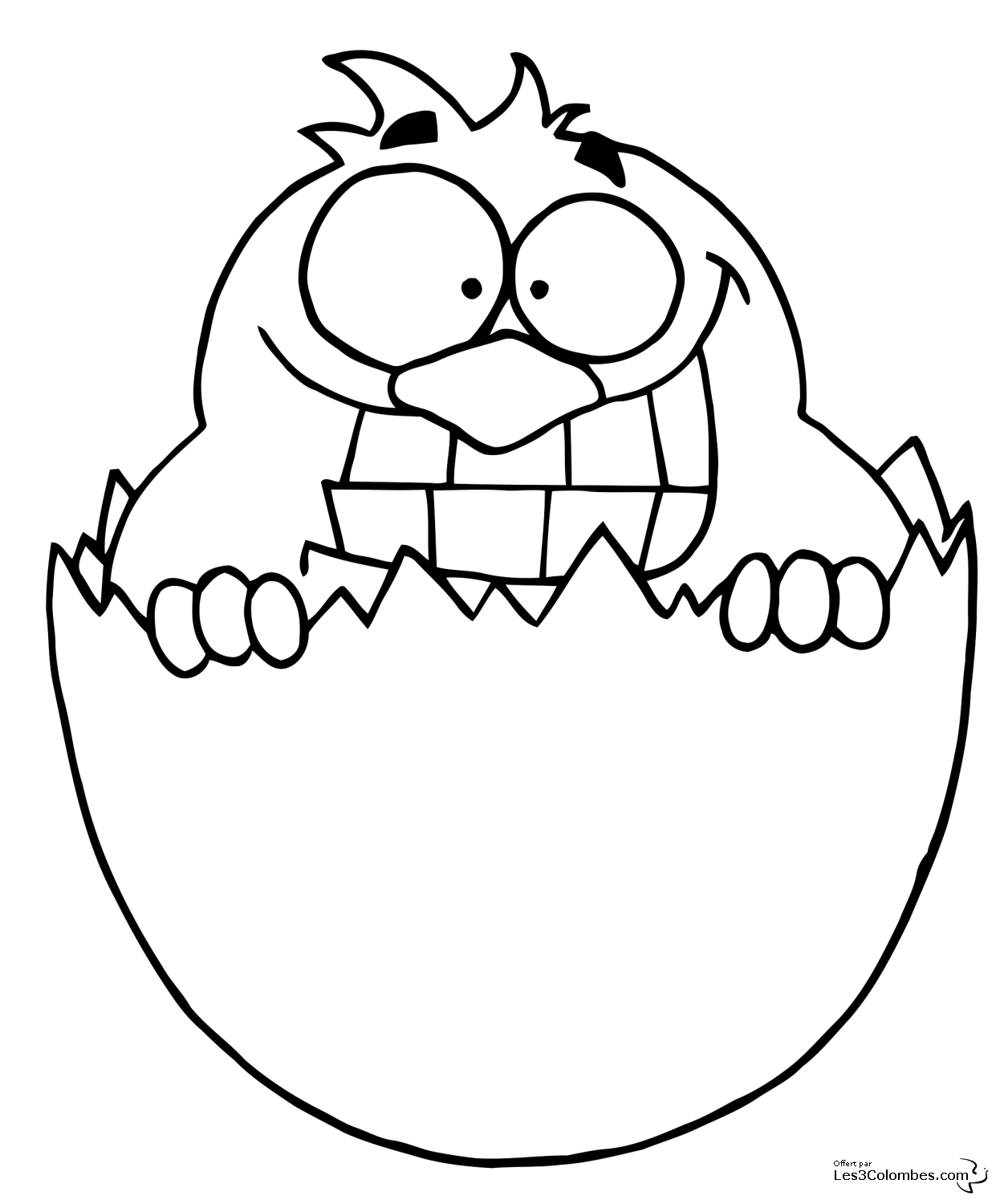Coloriage d'un poussin joyeux dans un décor printanier
