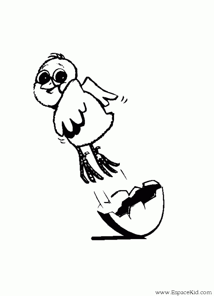 Coloriage d'un poussin joyeux sur un fond simple