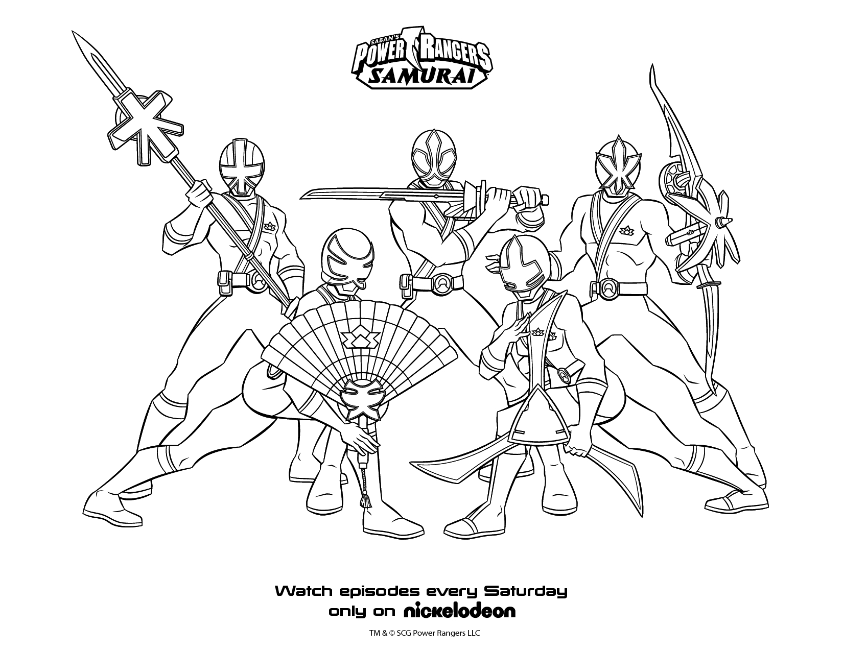 Coloriage des Power Rangers en action dans un décor dynamique