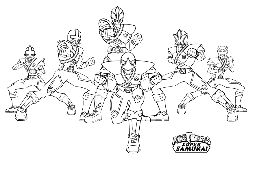 Les Power Rangers en action sur un fond dynamique