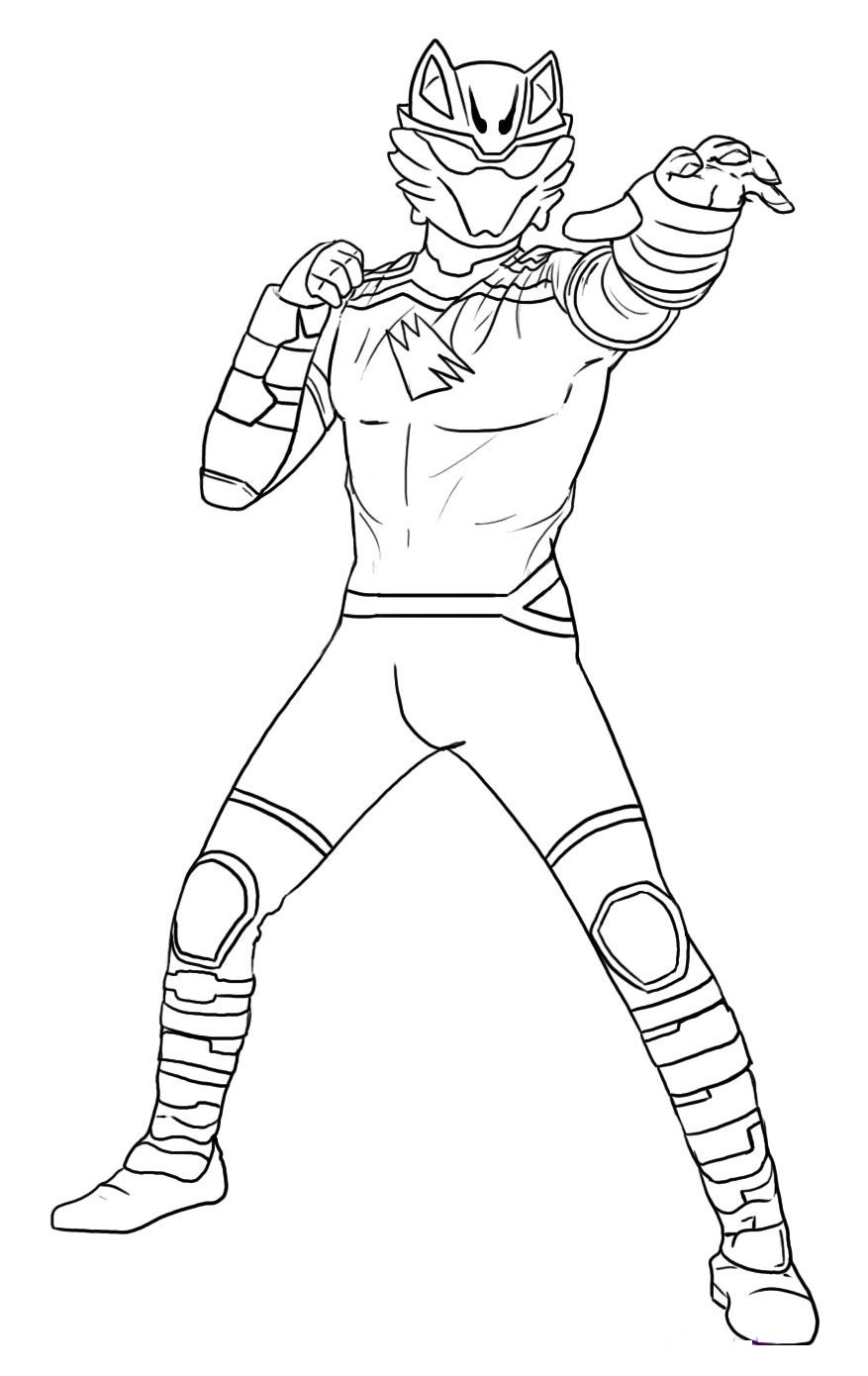 Coloriage des Power Rangers en pleine action