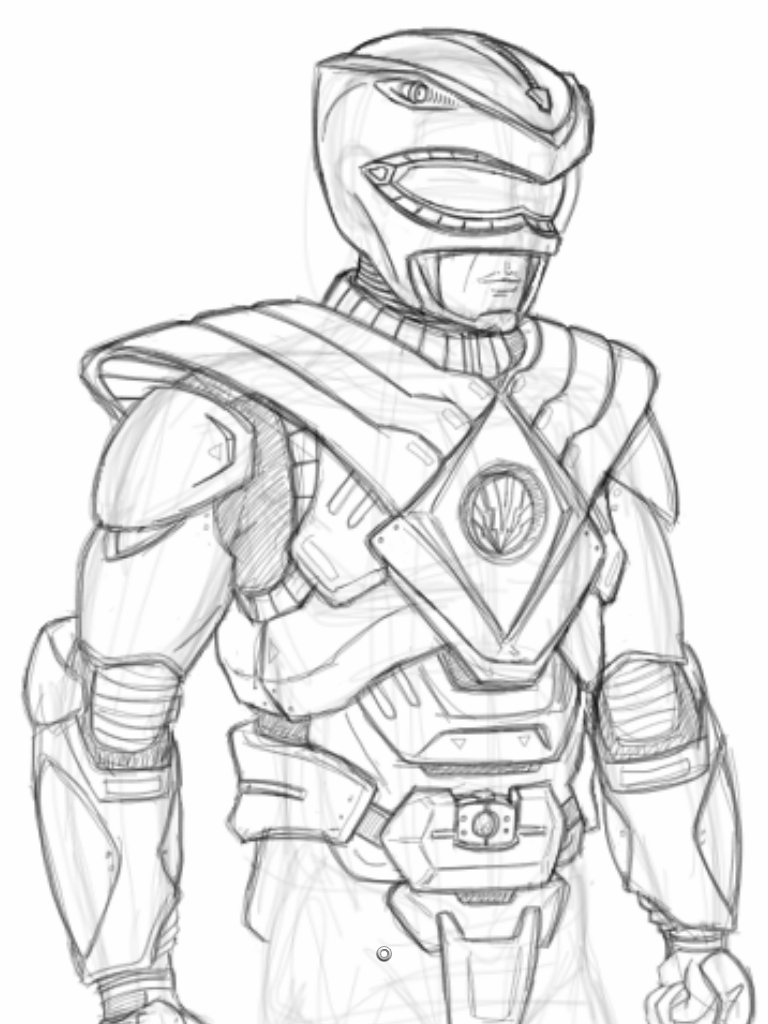 Coloriage de Power Rangers en pleine action dans un décor urbain