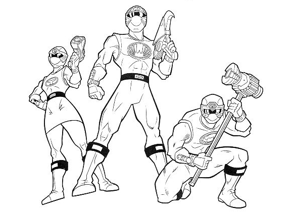 Scène dynamique des Power Rangers en pleine action